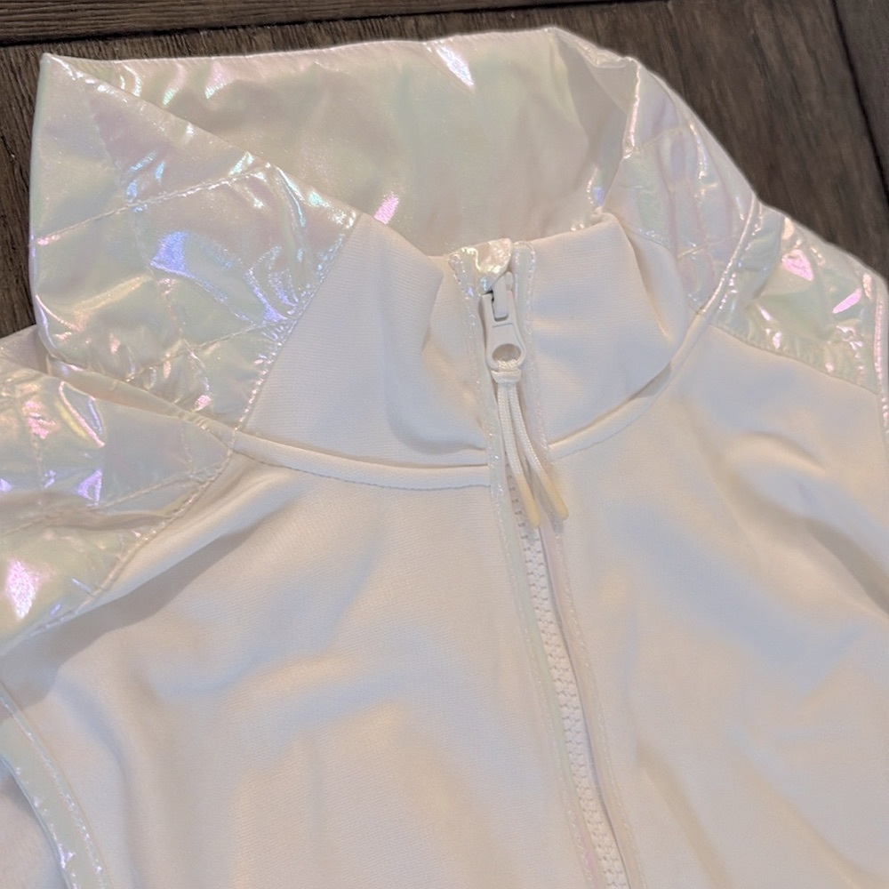 NWT [Tek Gear] Sleeveless Full-Zip White Wildflower Quilted Vest Girls XXL 18/20 - Picture 5 of 12